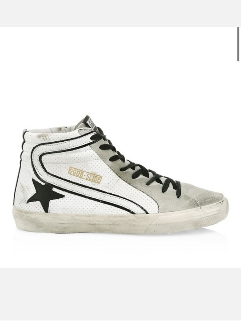 Golden Goose White and Gray High-Top Sneakers with Black Star